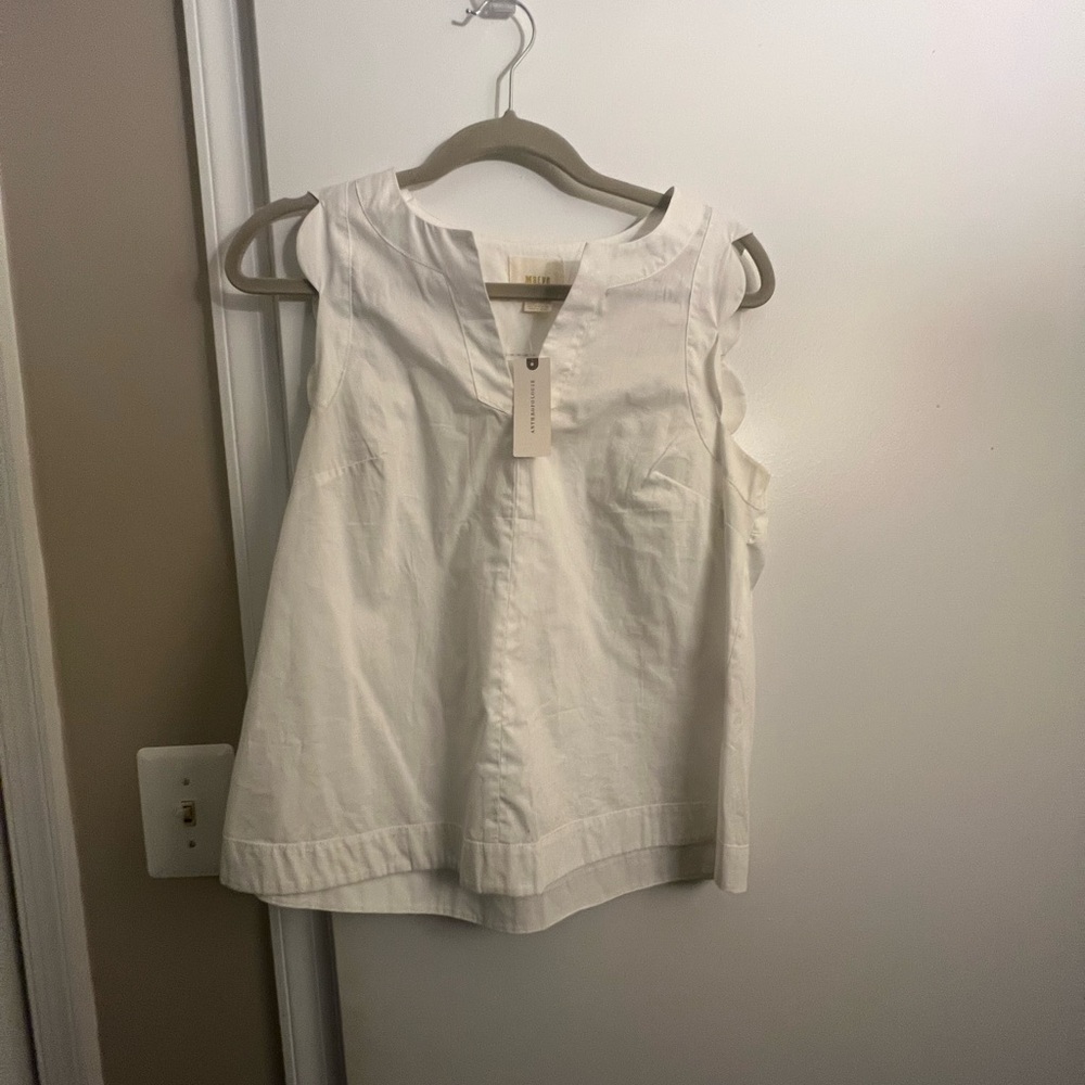 NWT ANTHROPOLOGIE White Sleeveless Blouse